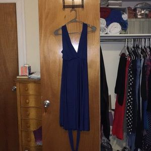 Dessy Short Twist Wrap Dress in ESTATE BLUE